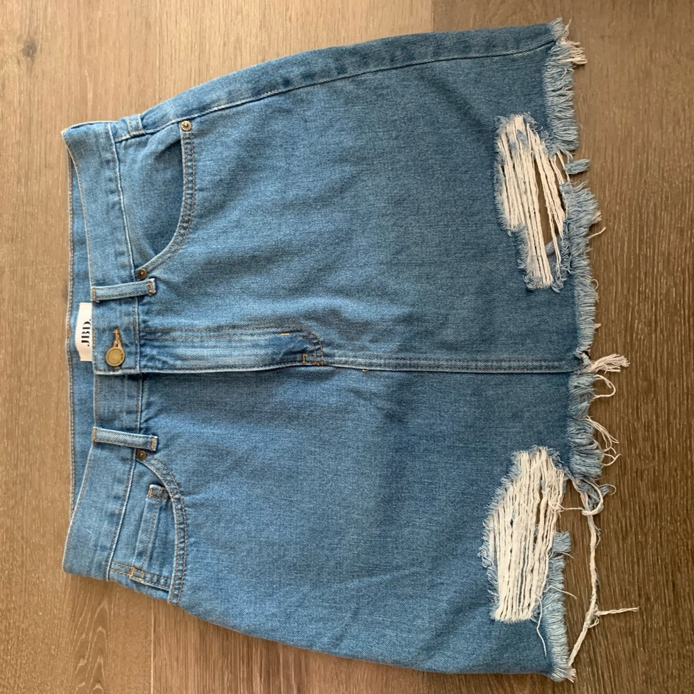 Denim Distressed Skirt